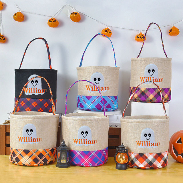 Picture of Trick or Treat Basket - Custom Embroidered Halloween Candy Basket - Halloween Basket for Kids