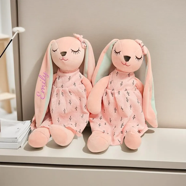 Picture of Custom Embroidered Stuffed Bunny Rabbit with Name - Personalized Comfort Rabbit for Kids - Baby Shower Gift