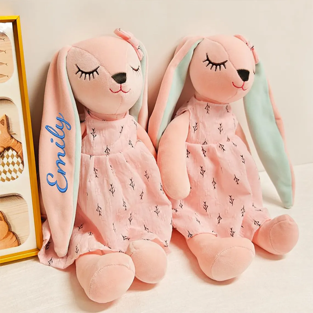 Picture of Custom Embroidered Stuffed Bunny Rabbit with Name - Personalized Comfort Rabbit for Kids - Baby Shower Gift