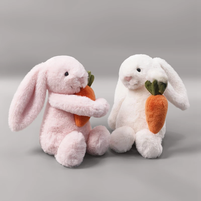 Picture of Personalized Bunny Plush Toy – Custom Name Embroidery on Ear – Cute Carrot Rabbit Stuffed Animal Gift