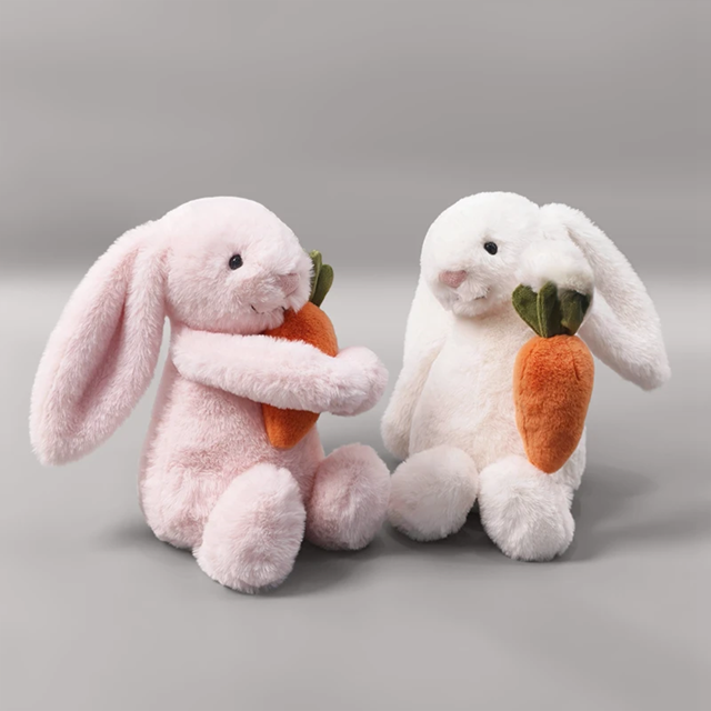 Picture of Personalized Bunny Plush Toy – Custom Name Embroidery on Ear – Cute Carrot Rabbit Stuffed Animal Gift