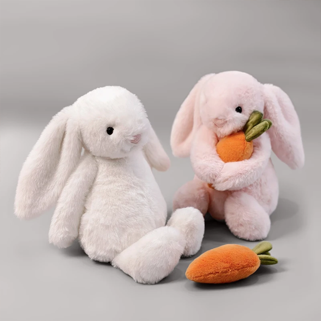 Picture of Personalized Bunny Plush Toy – Custom Name Embroidery on Ear – Cute Carrot Rabbit Stuffed Animal Gift