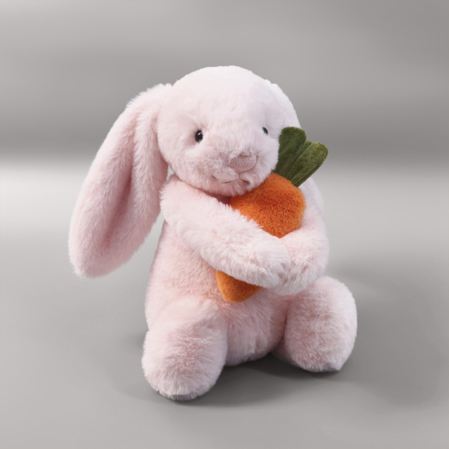 Picture of Personalized Bunny Plush Toy – Custom Name Embroidery on Ear – Cute Carrot Rabbit Stuffed Animal Gift
