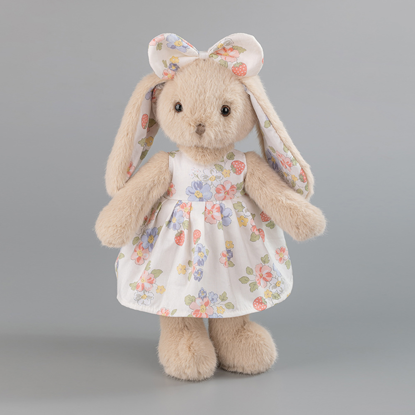 Picture of Personalized Bunny Plush Toy with Embroidered Ears, Custom Name Stuffed Animal in Floral Dress, Gift for Kids & Baby