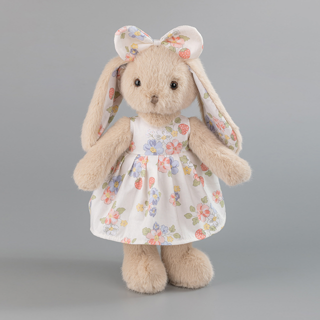 Picture of Personalized Bunny Plush Toy with Embroidered Ears, Custom Name Stuffed Animal in Floral Dress, Gift for Kids & Baby