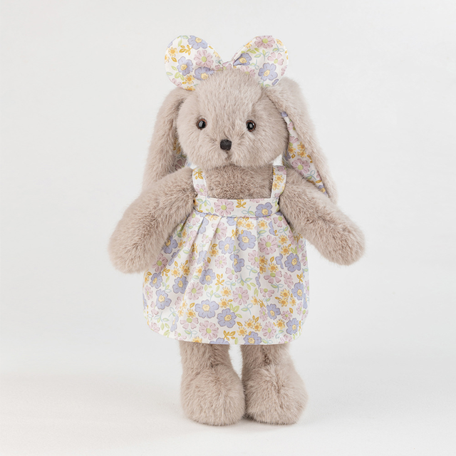 Picture of Personalized Bunny Plush Toy with Embroidered Ears, Custom Name Stuffed Animal in Floral Dress, Gift for Kids & Baby
