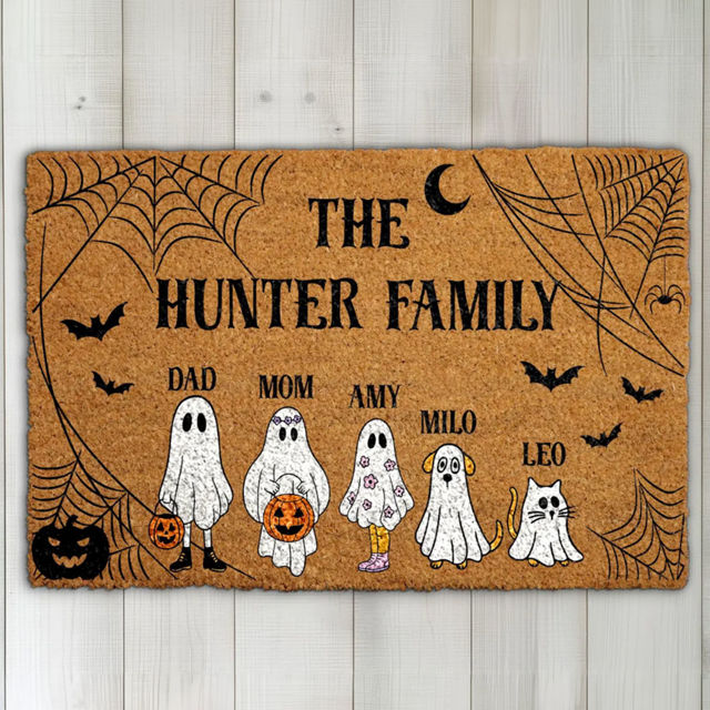 Picture of Custom Halloween Doormat - Personalized Fall Pumpkin Doormat with Family Name - Halloween Decor