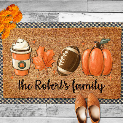 Picture of Custom Halloween Doormat - Personalized Fall Pumpkin Doormat with Family Name - Nice Halloween Decor
