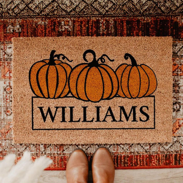 Picture of Custom Halloween Doormat - Personalised Halloween Floor mat with Family Name - Halloween Decor