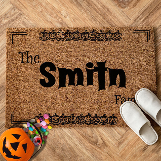 Picture of Custom Halloween Doormat - Personalised Halloween Floor mat with Family Name - Nice Halloween Decor