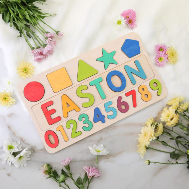 Picture of Personalized Wooden Name Puzzle Board - Digital and Graphic Models - Custom Gift for Baby Girls