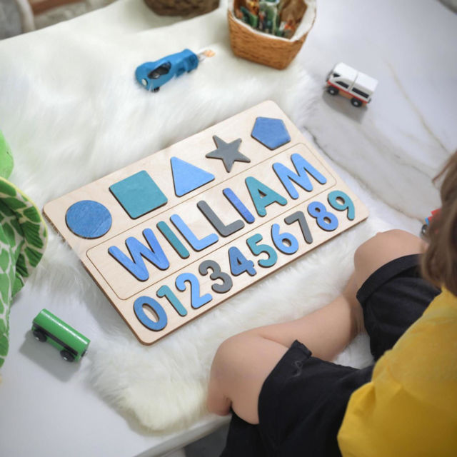 Picture of Personalized Wooden Name Puzzle Board - Digital and Graphic Models - Custom Gift for Baby Girls