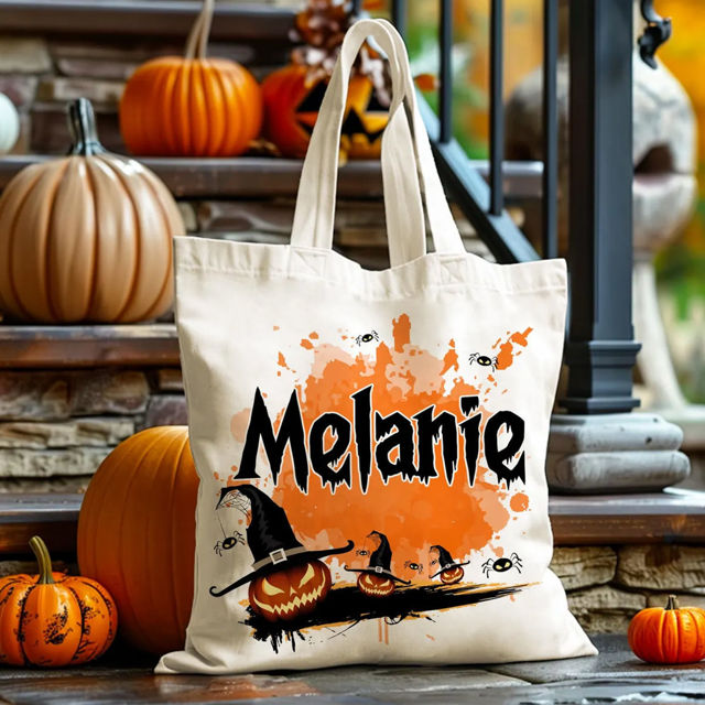 Picture of Custom Halloween Trick or Treat Bag - Personalized Canvas Bag for Halloween for Kids