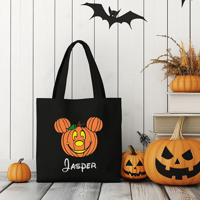 Picture of Custom Halloween Trick or Treat Bag - Personalized Halloween Canvas Bag with Name