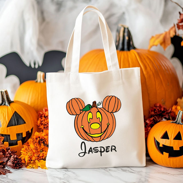 Picture of Custom Halloween Trick or Treat Bag - Personalized Halloween Canvas Bag with Name