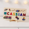 Picture of Personalized Wooden Name Puzzle Board - Custom Gift for Baby and Kids - Rainbow Color Train Series - Gift for Baby Boys and Girls