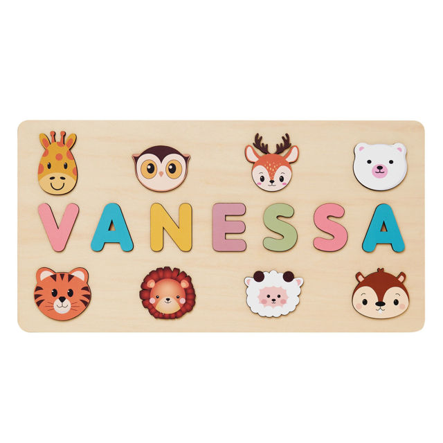 Picture of Personalized Wooden Name Puzzle - Custom Toy Gift for Baby and Kids - Custom Name Puzzle for Toddlers - 1st Birthday Gift for Your Baby Girl