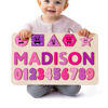 Picture of Personalized Wooden Puzzle Name Board - Graphics and Figures - Rose Red Colors - Custom Toy Gift for Baby and Kids