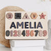 Picture of Personalized Wooden Puzzle Name Board - Graphics and Figures - Brown Colors Style - Custom Gifts for Baby Boys
