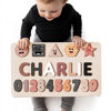 Picture of Personalized Wooden Puzzle Name Board - Graphics and Figures - Brown Colors Style - Custom Gifts for Baby Boys