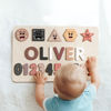 Picture of Personalized Wooden Puzzle Name Board - Graphics and Figures - Brown Colors Style - Custom Gifts for Baby Boys