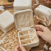 Picture of Custom Square Velvet Travel Jewelry Box - Personalized Small Travel case - Bridesmaid Gift