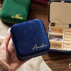 Picture of Custom Square Velvet Travel Jewelry Box - Personalized Small Travel case - Bridesmaid Gift