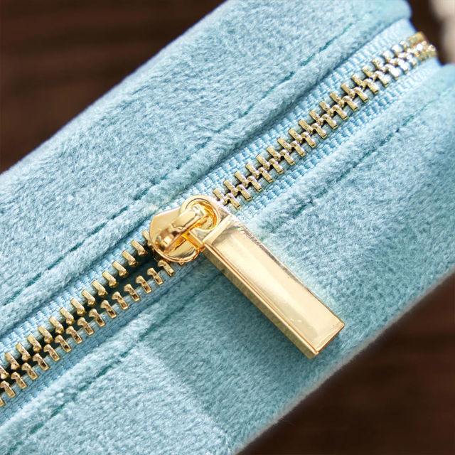 Picture of Custom Square Velvet Travel Jewelry Box - Personalized Small Travel case - Bridesmaid Gift