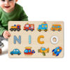 Picture of Personalized Wooden Name Puzzle - Custom Name Puzzle with Transportation - Gift for Toddlers