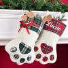 Picture of Custom Pet Christmas Stocking - Personalized Paw Shape Embroidery Christmas Stocking