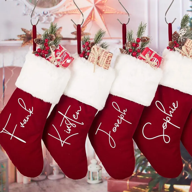 Picture of Custom Christmas Stockings - Personalized Red Plush Christmas Stockings - Custom Name Christmas Stockings