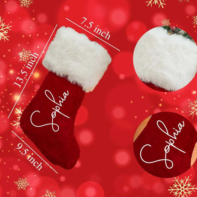 Picture of Custom Christmas Stockings - Personalized Red Plush Christmas Stockings - Custom Name Christmas Stockings
