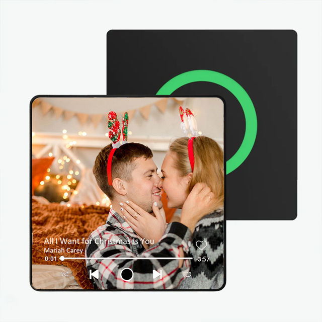 Picture of Custom Christmas Music Photo Fridge Magnet - Personalised Spotify Plaque Magnet - Bluetooth Supported - Couple's First Christmas