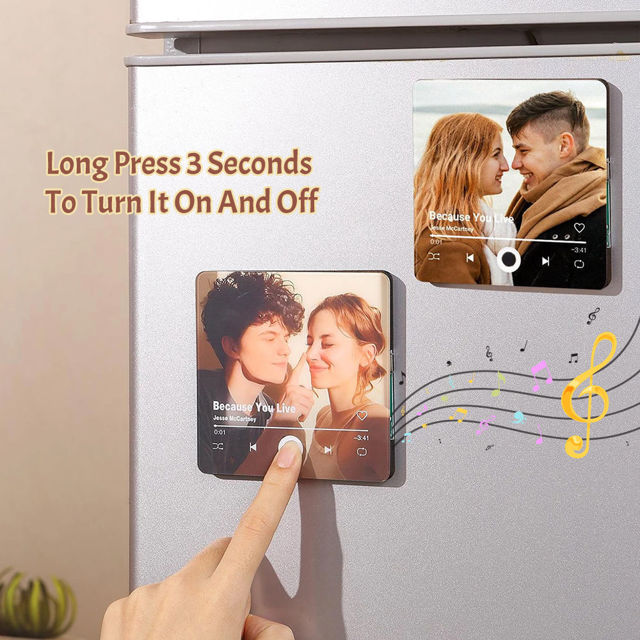 Picture of Valentine's day Custom Music Fridge Magnet with Photo - Personalised Spotify Plaque Magnet - Music Fridge Magnet with Calendar