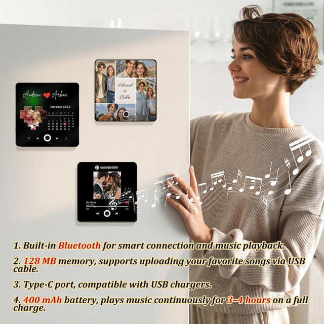 Picture of Valentine's day Custom Music Fridge Magnet with Photo - Personalised Spotify Plaque Magnet - Music Fridge Magnet with Calendar