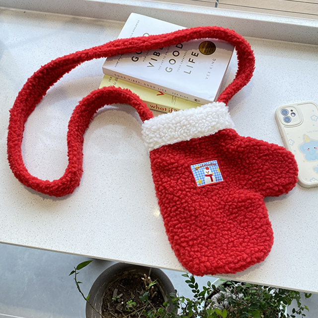 Picture of Custom Embroidered Christmas Gloves - Custom Christmas Glove Crossbody Bag - Custom Name Glove Bag