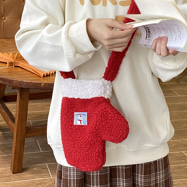 Picture of Custom Embroidered Christmas Gloves - Custom Christmas Glove Crossbody Bag - Custom Name Glove Bag