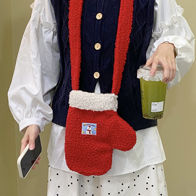 Picture of Custom Embroidered Christmas Gloves - Custom Christmas Glove Crossbody Bag - Custom Name Glove Bag