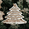 Picture of Personalized Tree Shaped Christmas Ornament - Family Christmas Ornament with Names - Wood Christmas Tree Ornament