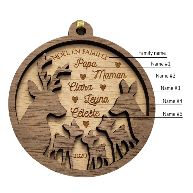 Picture of Personalized Wooden Christmas Decorations - Fawn Family - Home Christmas Decorations