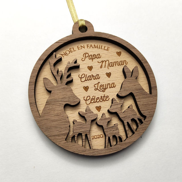 Picture of Personalized Wooden Christmas Decorations - Fawn Family - Home Christmas Decorations