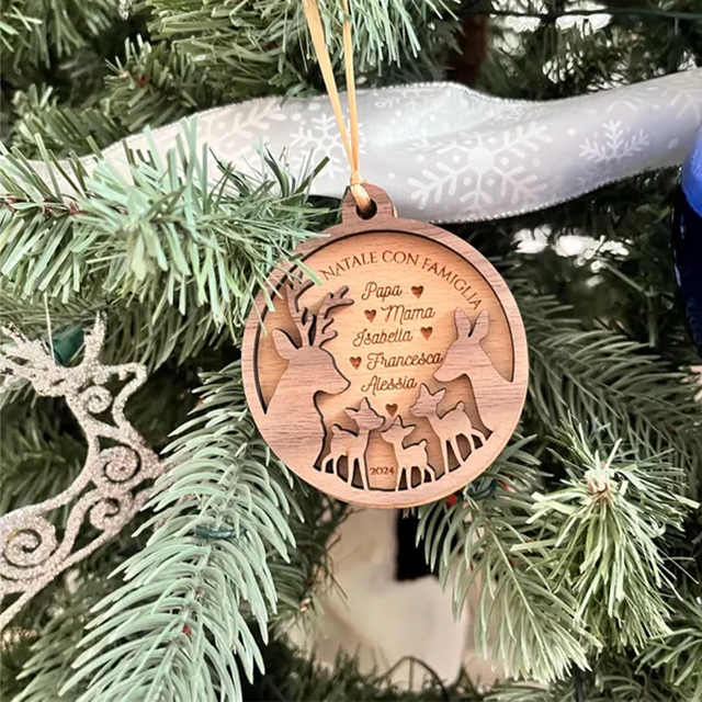 Picture of Personalized Wooden Christmas Decorations - Fawn Family - Home Christmas Decorations