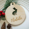 Picture of Personalized Wooden Christmas Ornament set - Family Christmas Ornament with Names - Circle Shaped Christmas Ornament