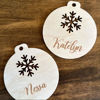 Picture of Personalized Wooden Christmas Ornament set - Family Christmas Ornament with Names - Circle Shaped Christmas Ornament