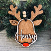 Picture of Personalized Wooden Christmas Ornament - Elk Shaped Family Christmas Ornament with Names