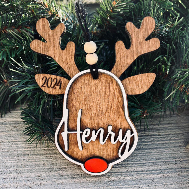Picture of Personalized Wooden Christmas Ornament - Elk Shaped Family Christmas Ornament with Names
