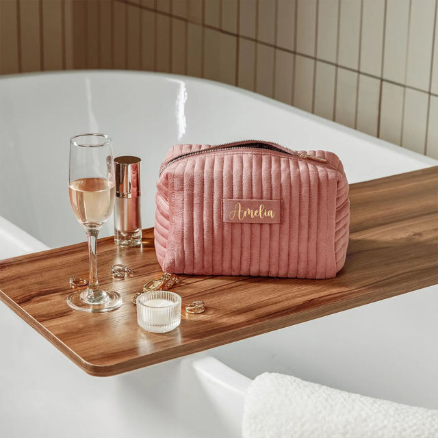 Picture of Custom Velvet Toiletry Bag for Women - Personalized bridesmaid Gifts - Travel  Wash Bag For Women - Christmas Gift
