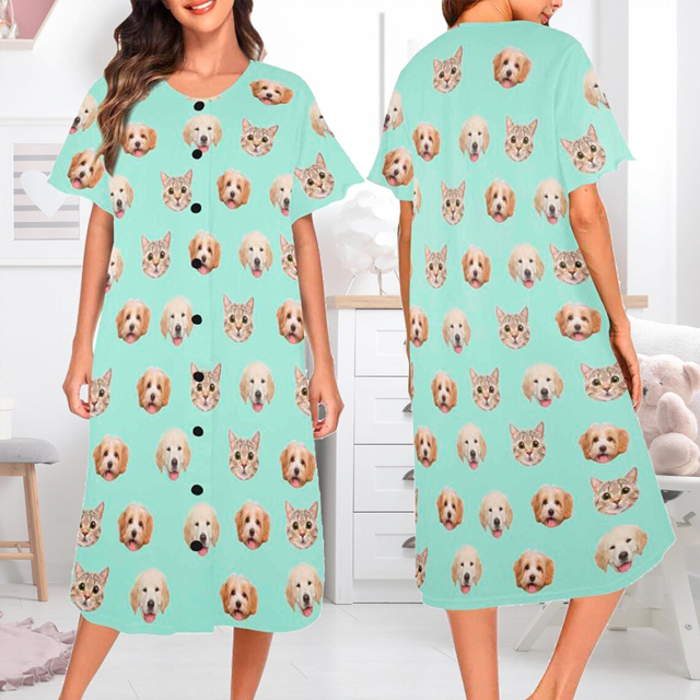 Picture of Custom Pajamas - Custom Photo Nightdress – Personalized Face Sleepwear - Women's Nightdress, Gift for Her, Birthday Gift