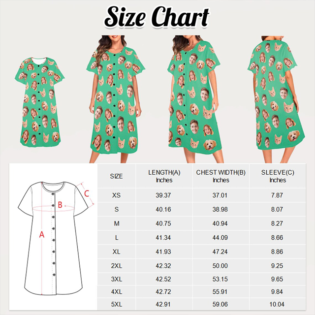 Picture of Custom Photo Nightdress – Personalized Face Sleepwear - Heart Nightdress