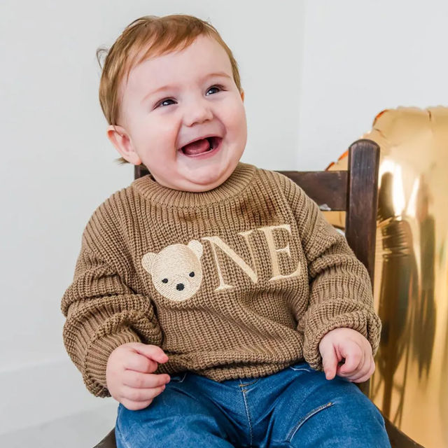 Picture of Personalized Embroidered First Birthday Sweater - Custom Embroidery Sweater for Kids